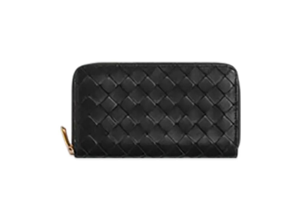 Bottega Veneta Intrecciato Zip Around Wallet "Black"