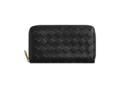 Bottega Veneta Intrecciato Zip Around Wallet "Black"