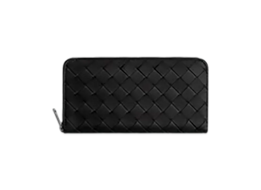 Bottega Veneta Intrecciato Zip Around Wallet "Black"