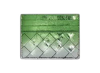 Bottega Veneta Intrecciato Credit Card Case "Silver/Fresh Mint"