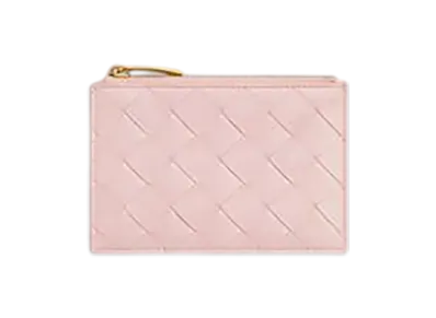 Bottega Veneta Intrecciato Fastener Card Case "Rose"