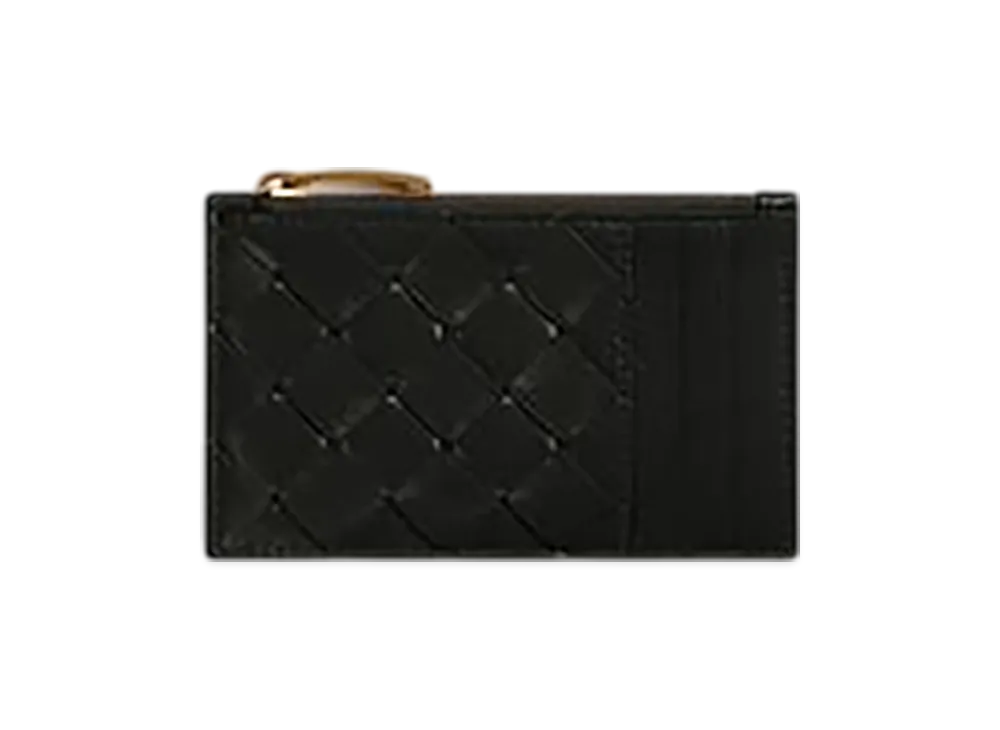 Bottega Veneta Intrecciato Zipped Card Case "Black"