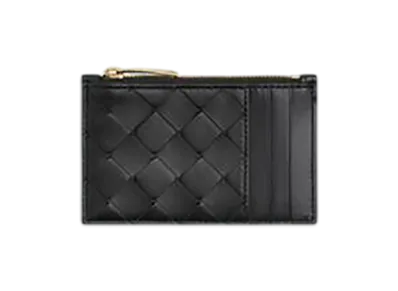 Bottega Veneta Intrecciato Fastener Card Case "Black"