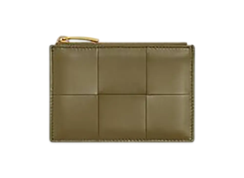 Bottega Veneta Cassette Fastener Card Case "Alga/Dark Praline"