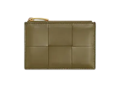 Bottega Veneta Cassette Fastener Card Case "Alga/Dark Praline"
