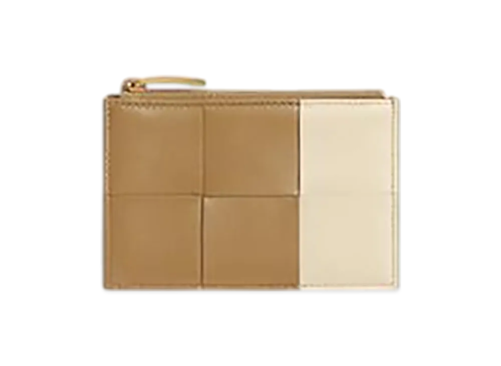 Bottega Veneta Cassette Fastener Card Case "Dark Praline/Sea Salt"