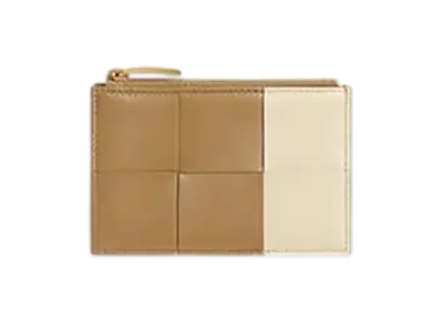 Bottega Veneta Cassette Fastener Card Case "Dark Praline/Sea Salt"