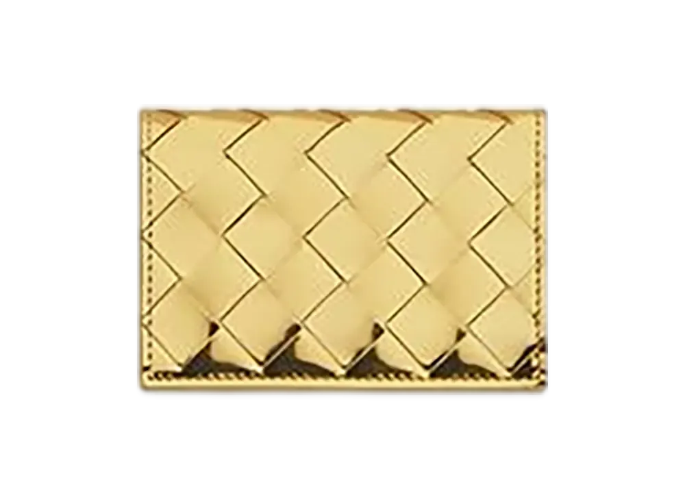 Bottega Veneta Intrecciato Business Card Case "Gold"