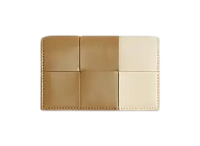 Bottega Veneta Cassette Business Card Case "Dark Praline/Sea Salt"