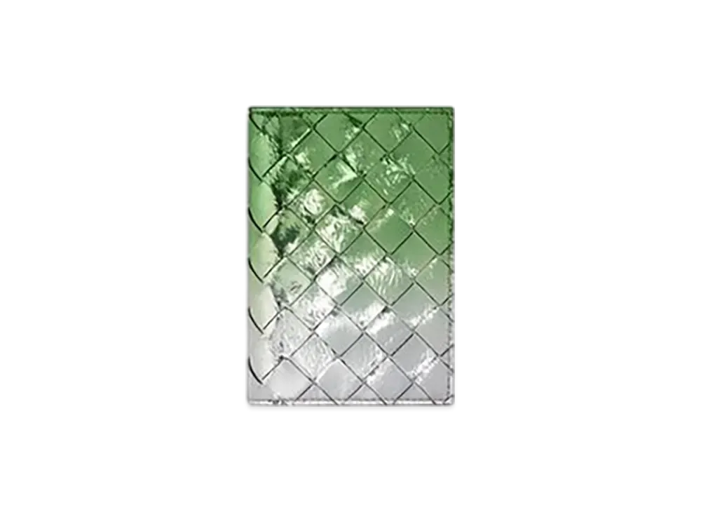 Bottega Veneta Intrecciato Passport Case "Silver/Fresh Mint"
