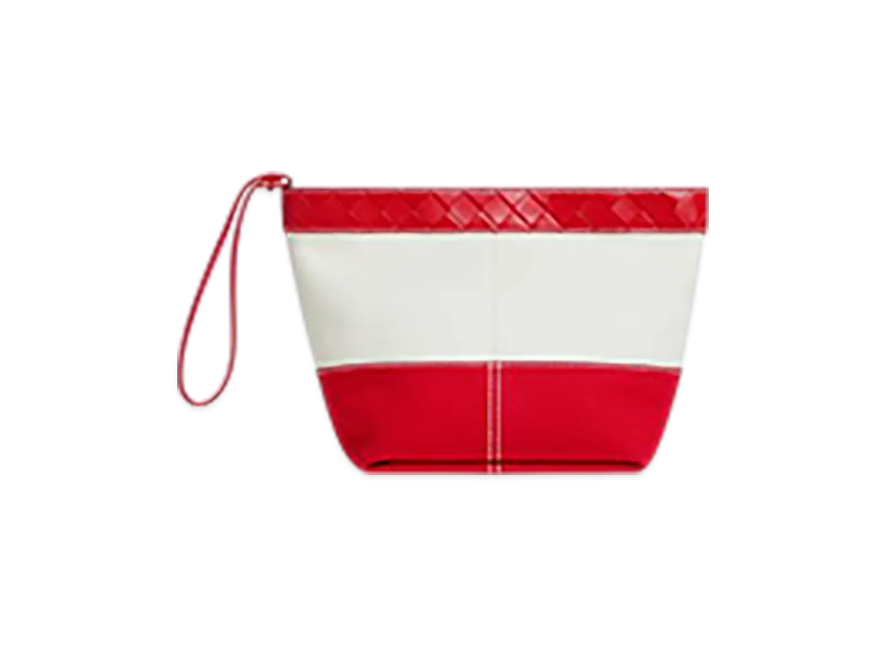 Bottega Veneta Flip Flap Medium Pouch "White/Scarlet"
