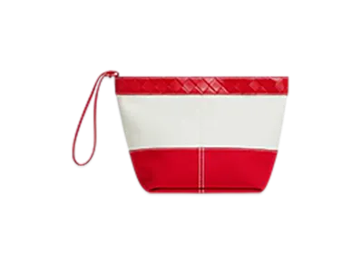 Bottega Veneta Flip Flap Medium Pouch "White/Scarlet"