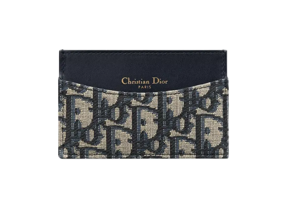 Dior Travel Chamomile Card Holder Oblique Jacquard&Calfskin "Black"