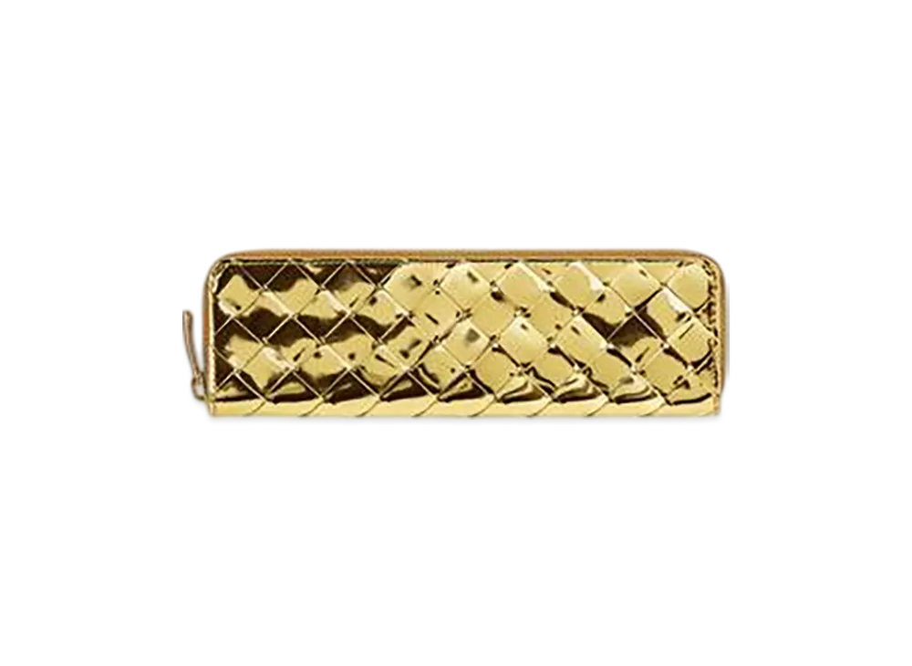 Bottega Veneta Intrecciato Slim Pencil Case "Gold"