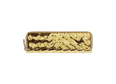 Bottega Veneta Intrecciato Slim Pencil Case "Gold"