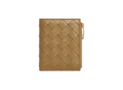 Bottega Veneta Intrecciato Small Bi-Fold Wallet "Dark Praline/Tangerine"
