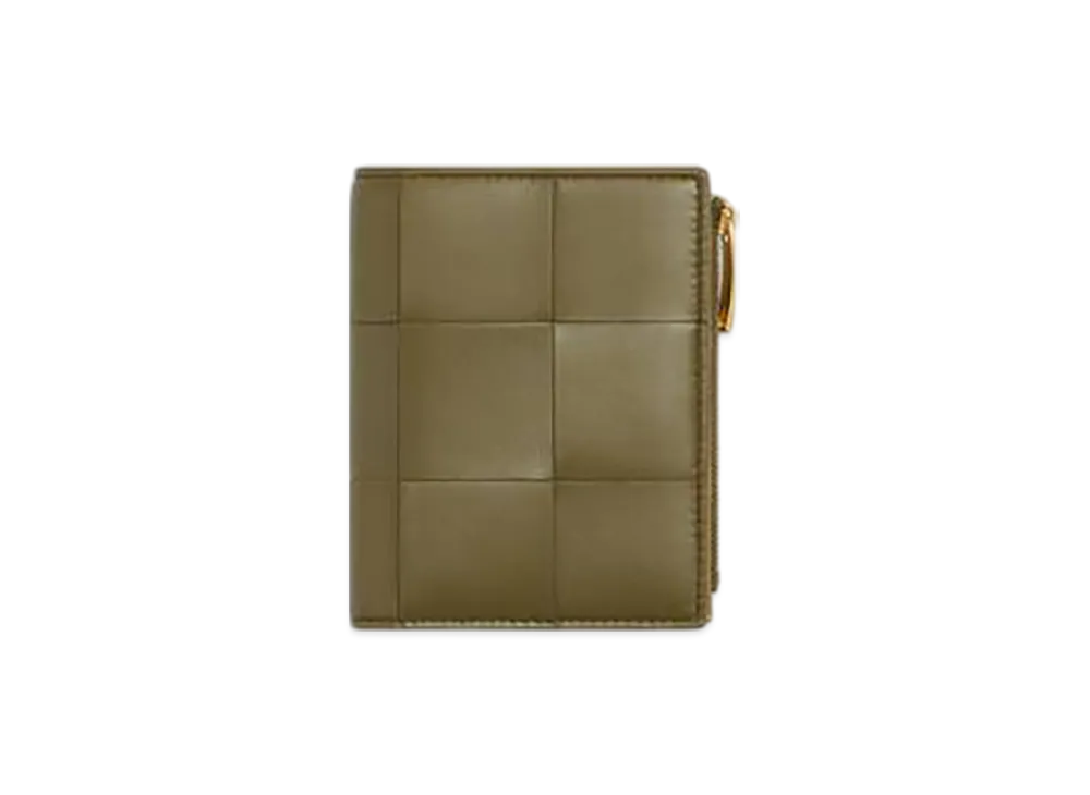 Bottega Veneta Cassette Small Bi-Fold Wallet "Alga/Dark Praline"
