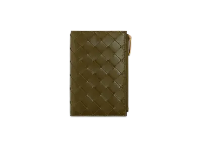 Bottega Veneta Medium Intrecciato Bi-fold Fastener Wallet "Olive Oil"