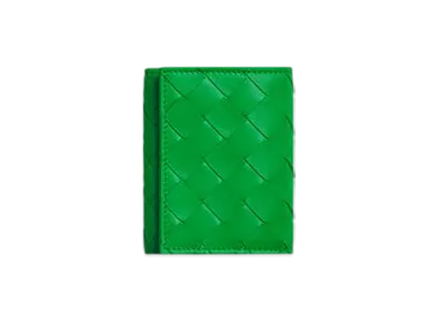 Bottega Veneta Small Intrecciato Tri-fold Fastener Wallet "Parakeet"