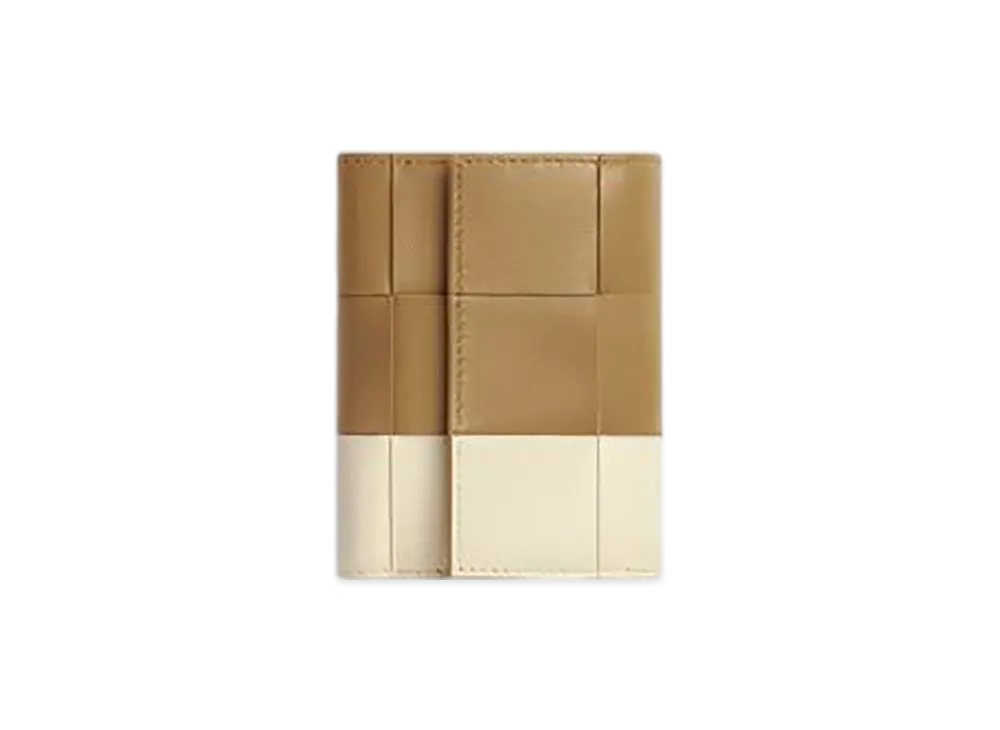 Bottega Veneta Cassette Tri-Fold Fastener Wallet "Dark Praline/Sea Salt"