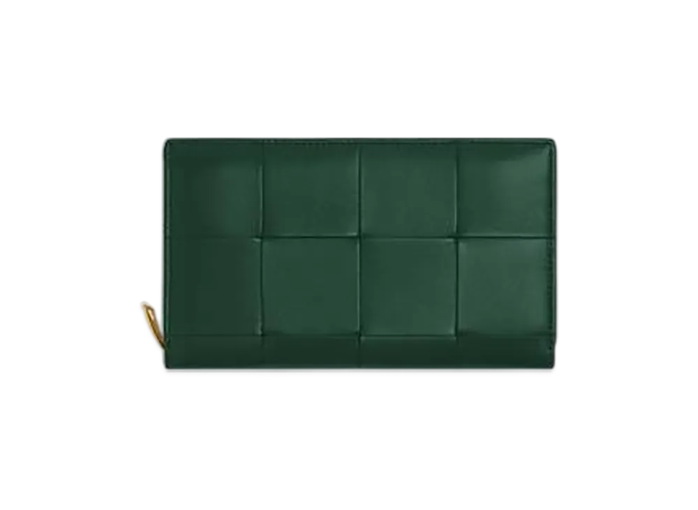 Bottega Veneta Cassette Zip Around Wallet "Emerald Green"