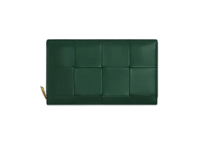 Bottega Veneta Cassette Zip Around Wallet "Emerald Green"