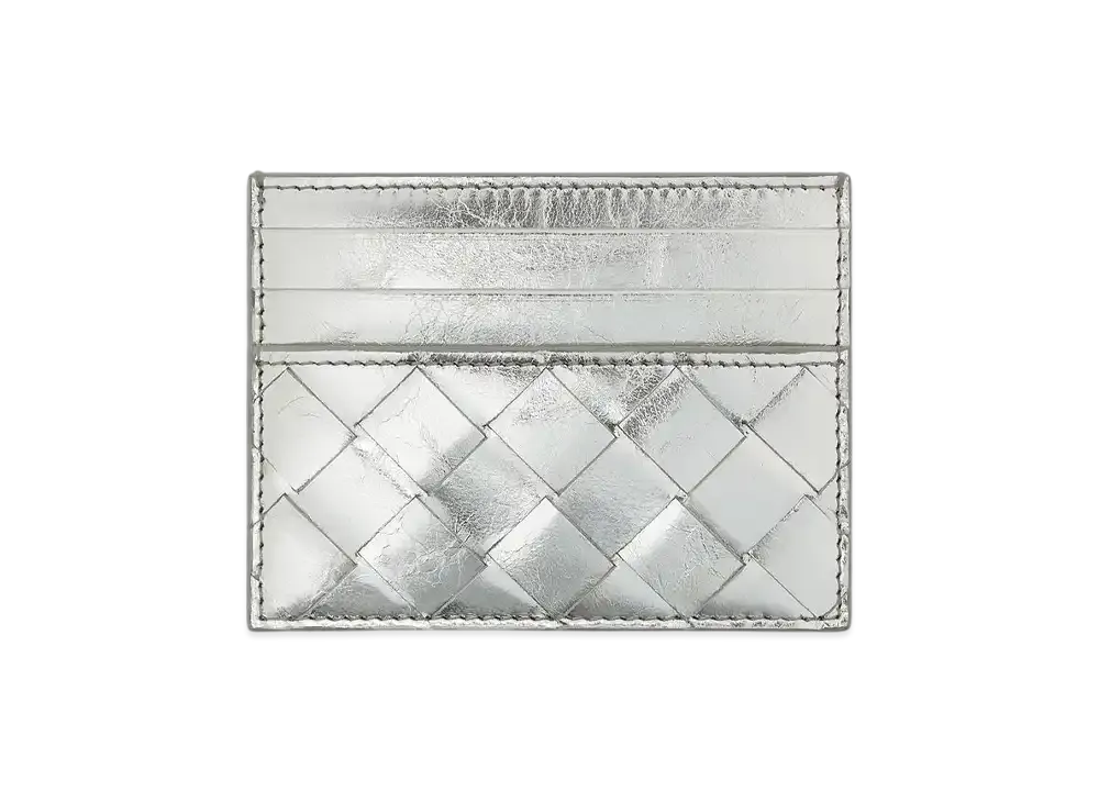 Bottega Veneta Intrecciato Credit Card Case "Silver"