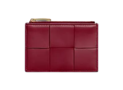 Bottega Veneta Cassette Fastener Card Case "Dark Red/Bliss Washed"