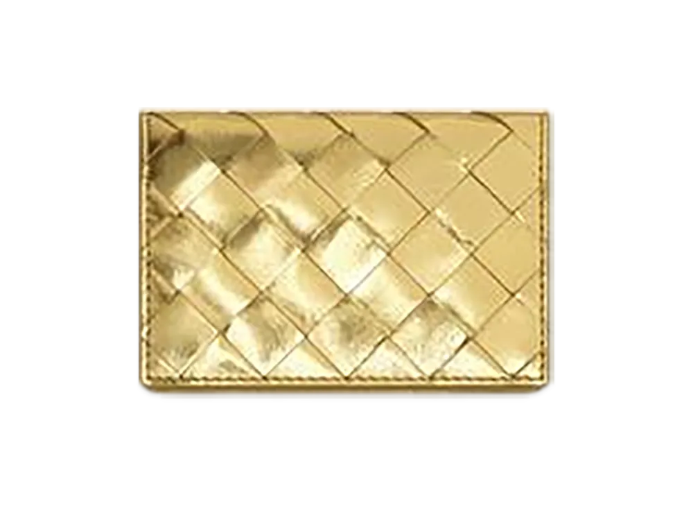 Bottega Veneta Intrecciato Business Card Case "Gold"