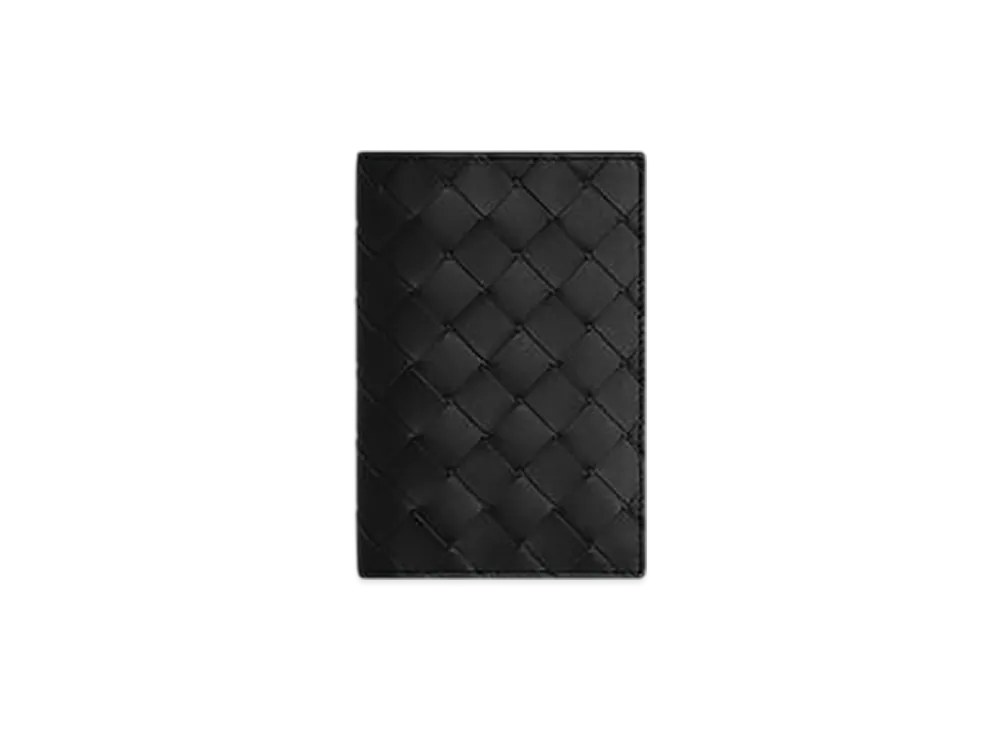 Bottega Veneta Intrecciato Passport Case "Black Grass"