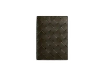 Bottega Veneta Intrecciato Passport Case "Khaki/Dark Praline"
