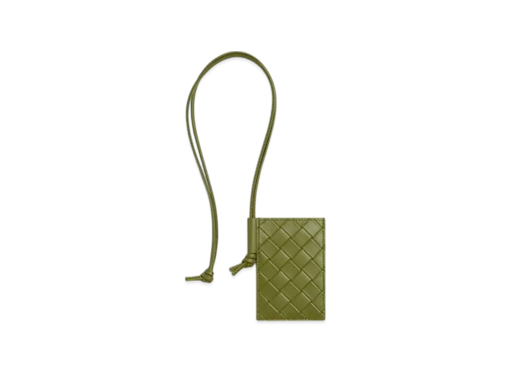 Bottega Veneta Intrecciato Stamp Badge Holder "Matcha"
