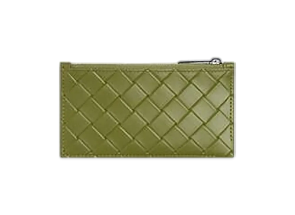 Bottega Veneta Intrecciato Stamp Fastener Card Case "Matcha"