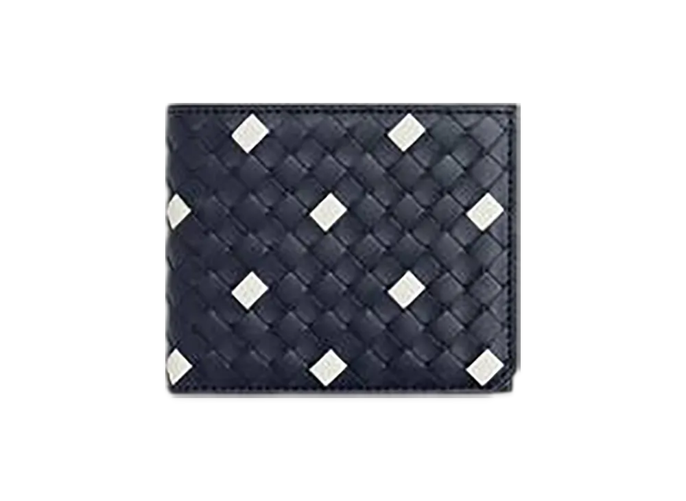 Bottega Veneta Intrecciato Piccolo Bi-Fold Wallet "Abyss/White"