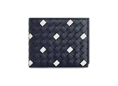 Bottega Veneta Intrecciato Piccolo Bi-Fold Wallet "Abyss/White"
