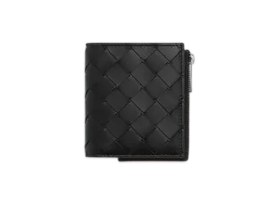 Bottega Veneta Intrecciato Bi-Fold Wallet With Zip "Black"