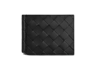 Bottega Veneta Intrecciato Money Clip Wallet "Black"