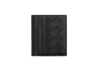 Bottega Veneta Intrecciato Bill Wallet "Black/Madder Brown"