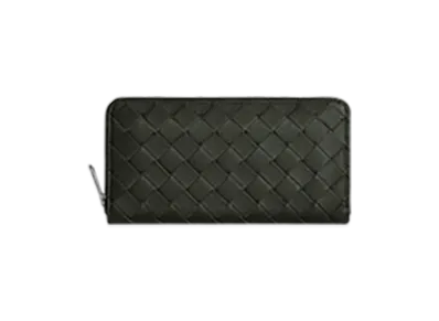 Bottega Veneta Intrecciato Zip Around Wallet "Dark Green"