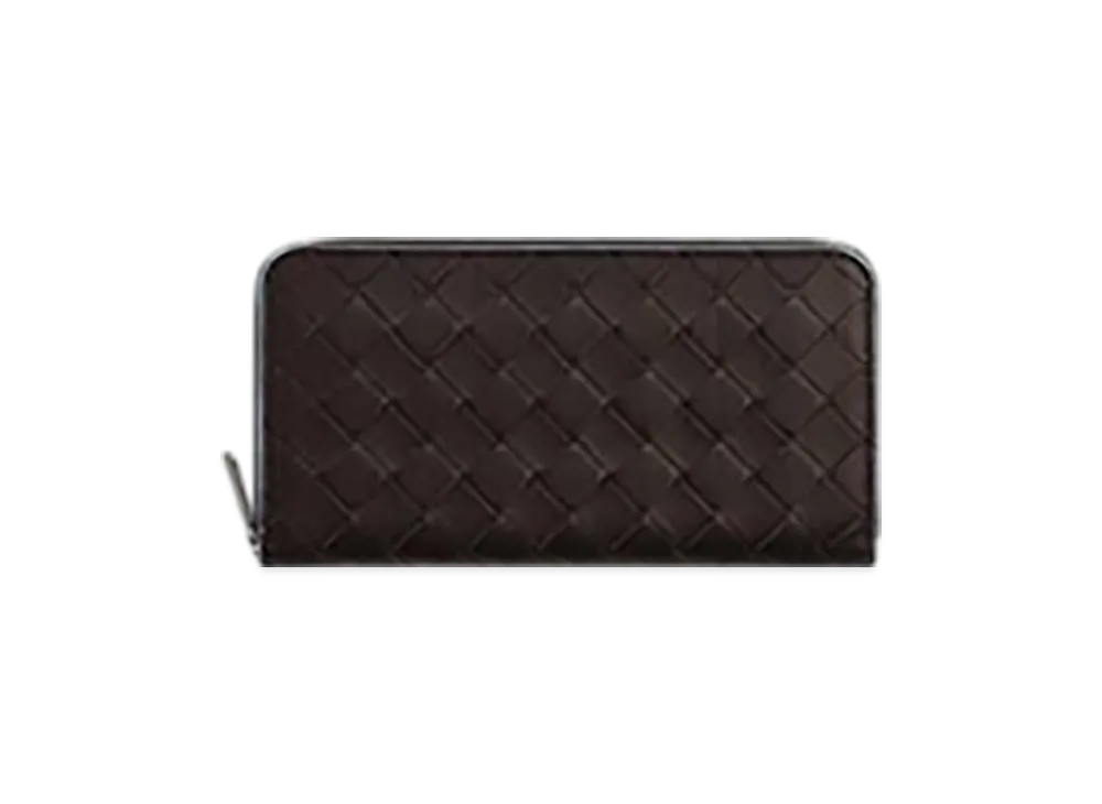 Bottega Veneta Intrecciato Zip Around Wallet "Fondente/Ice"