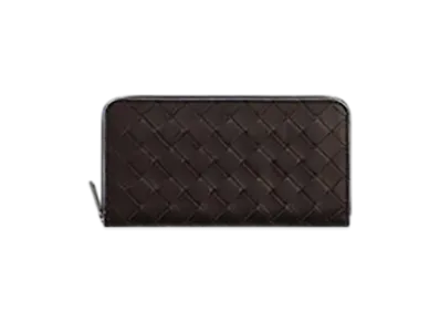 Bottega Veneta Intrecciato Zip Around Wallet "Fondente/Ice"