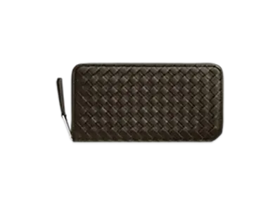 Bottega Veneta Intrecciato Piccolo Zip Around Wallet "Khaki"