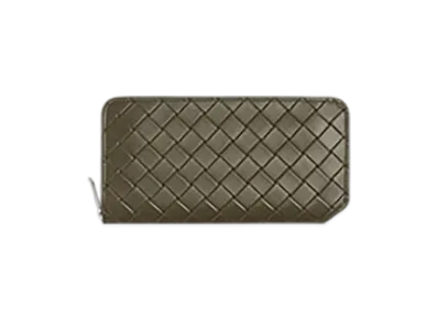 Bottega Veneta Intrecciato Stamp Zip Around Wallet "Cypress"