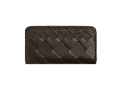 Bottega Veneta Intrecciato Zip Around Wallet "Fondente"