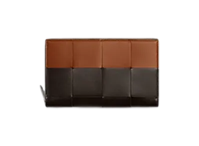 Bottega Veneta Cassette Zip Around Wallet "Fondente/Wood"