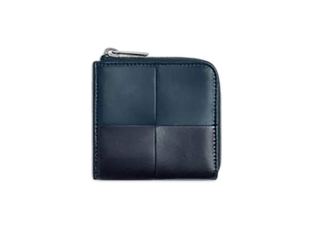 Bottega Veneta Cassette Square Compact Zip Around Wallet "Deep Blue/Space/Shadow/Deep Blue"