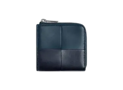 Bottega Veneta Cassette Square Compact Zip Around Wallet "Deep Blue/Space/Shadow/Deep Blue"