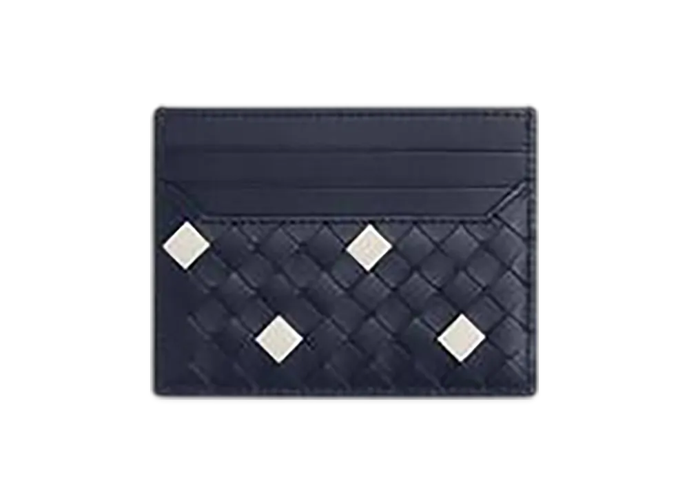 Bottega Veneta Intrecciato Piccolo Card Case "Abyss/White"