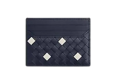 Bottega Veneta Intrecciato Piccolo Card Case "Abyss/White"