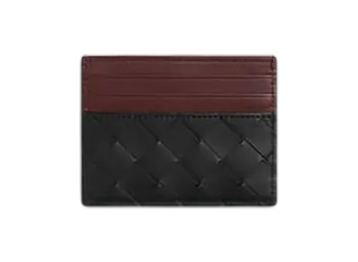 Bottega Veneta Intrecciato Credit Card Case "Black/Madder Brown"